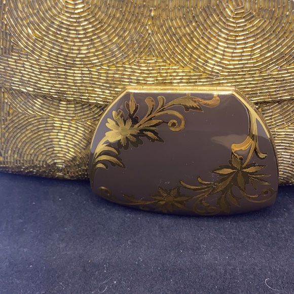 Gorgeous 1930 circa Handmade Clutch Golden Glass Beads swirled